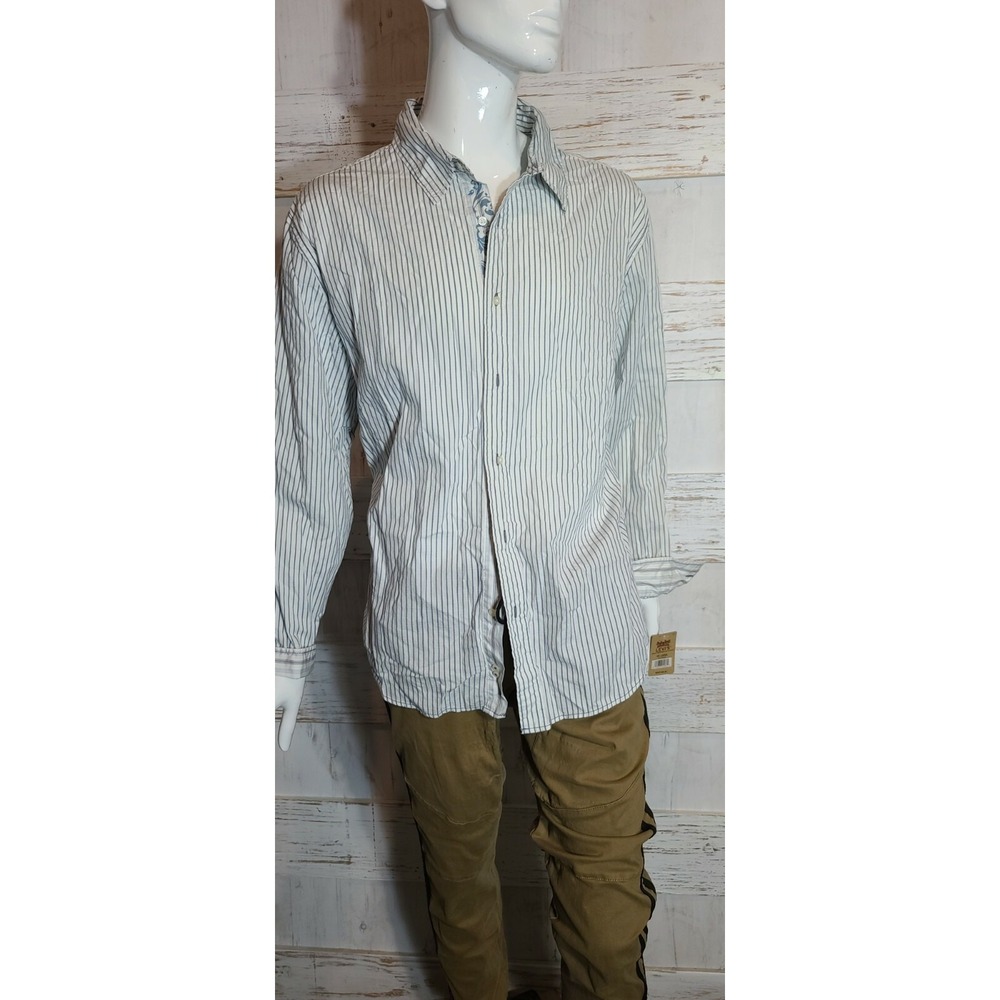 levi's mens size 2XL long sleeve button up collared shirt blue striped @9